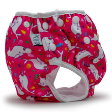Load image into Gallery viewer, Beau &amp; Belle Littles Narwhals 2-5 years Nageuret Swim Diaper (Hot Pink) by Beau &amp; Belle Littles