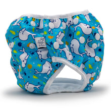 Load image into Gallery viewer, Beau &amp; Belle Littles Narwhals 2-5 years Nageuret Swim Diaper (Light Blue) by Beau &amp; Belle Littles