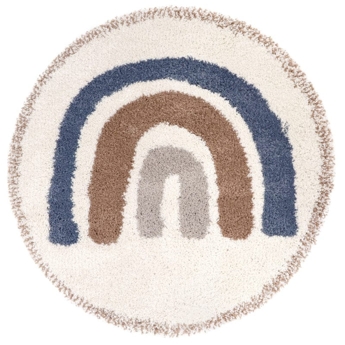 nattiot-shop-america Polypropylène ≈ 3’ 11’’ x 3’ 11’’ Nattiot BOHEMIAN RAINBOW BLUE round children's rug with rainbow pattern