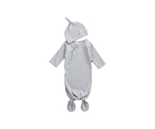 Load image into Gallery viewer, embé® Ribbed Gray Ribbed Knotted Gown &amp; Hat Set by embé®