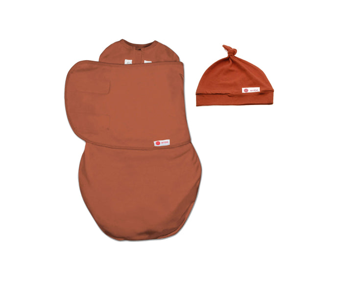 embé® Rust / Newborn (6-14lbs) Hat + Swaddle Wrap Bundle by embé®
