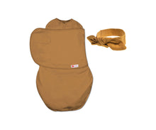 Load image into Gallery viewer, embé® Sand / Newborn (6-14lbs) Headband and Starter Swaddle Original Bundle by embé®