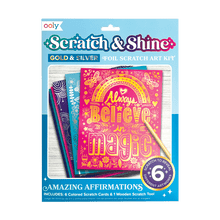 Load image into Gallery viewer, OOLY Scratch and Shine Foil Scratch Art Kit - Amazing Affirmations by OOLY