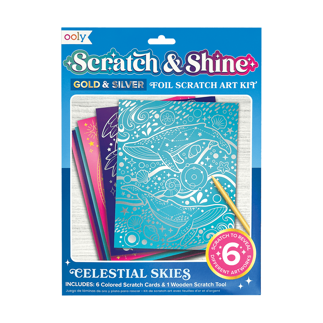 OOLY Scratch and Shine Foil Scratch Art Kit - Celestial Skies by OOLY