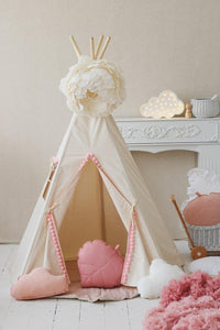 moimili.us Set teepee with mat Moi Mili “Fluffy Pompoms” Teepee with Pompoms and Mat Set