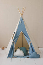 Load image into Gallery viewer, moimili.us Set teepee with mat Moi Mili “Jeans” Teepee with Pompoms and Round Mat Set