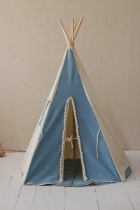 moimili.us Set teepee with mat Moi Mili “Jeans” Teepee with Pompoms and Round Mat Set