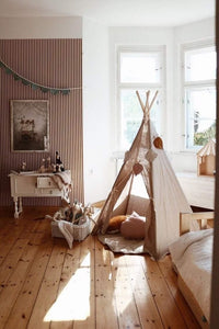 moimili.us Set teepee with mat Moi Mili “Natural Linen” Teepee Tent and Leaf Mat Set