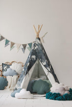Load image into Gallery viewer, moimili.us Set teepee with mat Moi Mili “Night Sky” Teepee and &quot;Whiteand Grey&quot; Leaf Mat Set