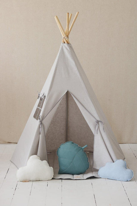 moimili.us Set teepee with mat Moi Mili “Pigeon Grey” Teepee Tent and Round Mat Set