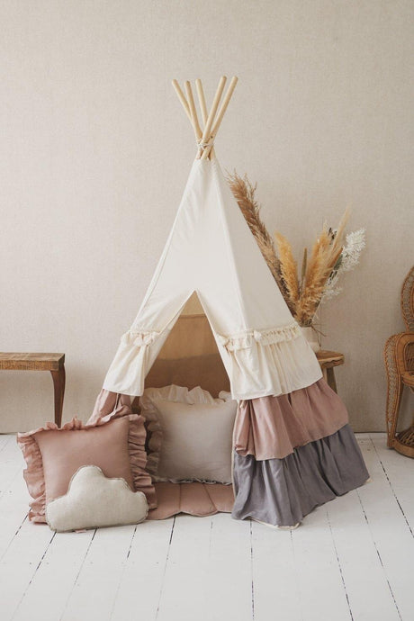 moimili.us Set teepee with mat Moi Mili “Powder Frills” Teepee Tent with Frills and 