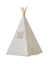Load image into Gallery viewer, moimili.us Set teepee with mat “White” Linen Teepee Tent and &quot;White and Grey&quot; Leaf Mat Set