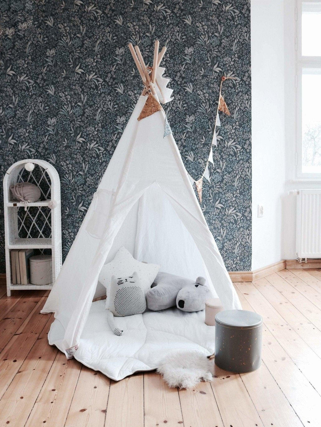 moimili.us Set teepee with mat “White” Linen Teepee Tent and 