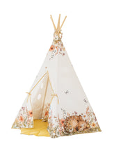 Load image into Gallery viewer, moimili.us Set teepee with mat “Wildflowers” Teepee and &quot;Honey&quot; Leaf Mat Set