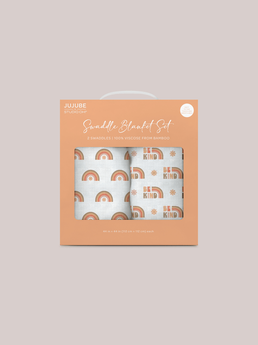 JuJuBe Swaddle Blanket Sets JuJuBe Silicone Bib - Cherry Cute by Doodle By MegSwaddle Blanket Set - Be Kind Rainbows