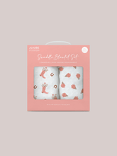 Load image into Gallery viewer, JuJuBe Swaddle Blanket Sets JuJuBe Silicone Bib - Cherry Cute by Doodle By MegSwaddle Blanket Set - Bloomin&#39; Boot