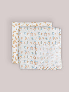 JuJuBe Swaddle Blanket Sets JuJuBe Silicone Bib - Cherry Cute by Doodle By MegSwaddle Blanket Set - Howdy Partner Blue