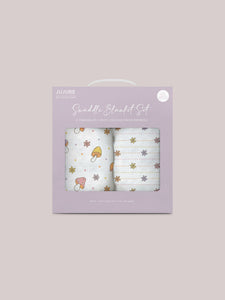 JuJuBe Swaddle Blanket Sets JuJuBe Silicone Bib - Cherry Cute by Doodle By MegSwaddle Blanket Set - Mushy Love