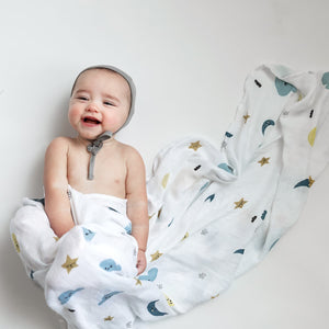 Rookie Humans Swaddle Moon and stars bamboo swaddle
