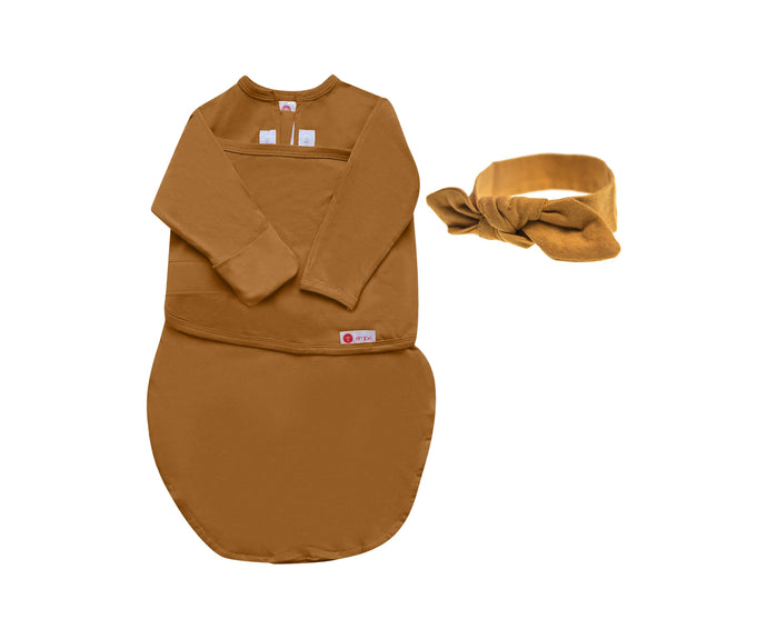embé® Swaddle Sand / Newborn (6-14lbs) embé® Headband and Long Sleeve Swaddle Sack Bundle