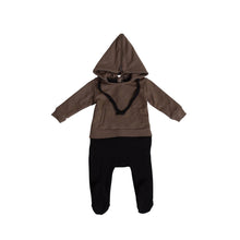 Load image into Gallery viewer, Cadeau Baby Taupe / 6 Months Hooded Footie by Cadeau Baby