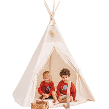 Load image into Gallery viewer, minicamp Teepee Minicamp Extra Large Kids Teepee Tent With Pom Pom Decor
