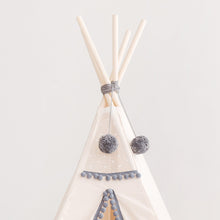 Load image into Gallery viewer, minicamp Teepee Minicamp Kids Teepee In Off-White With Grey Pompoms