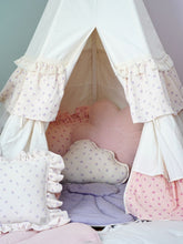 Load image into Gallery viewer, moimili.us Teepee tent Moi Mili &quot;Forget-me-not&quot; Teepee Tent with Frills and &quot;Light Pink Lily&quot; Flower Mat Set