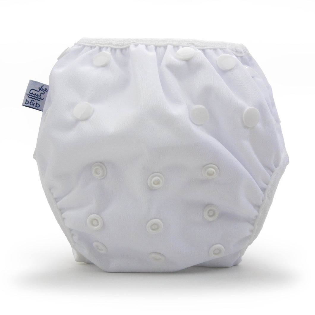 Beau & Belle Littles Toddler (2 - 5) / White Solid Color Reusable Swim Diaper by Beau & Belle Littles
