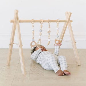 Poppyseed Play Wooden Baby Gyms Wooden Baby Gym | Gray and White Toys
