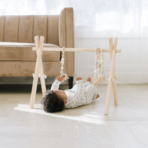 Poppyseed Play Wooden Baby Gyms Wooden Baby Gym | Gray and White Toys
