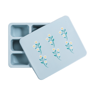 Austin Baby Collection Apparel & Accessories Austin Baby Collection Silicone Bento Box Wildflower Chambray Blue