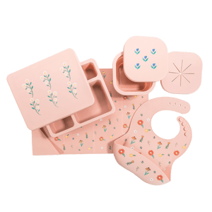 Austin Baby Collection Apparel & Accessories Austin Baby Collection Silicone Mealtime Bundle Wildflower Ripe Peach