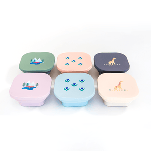 Austin Baby Collection Austin Baby Collection Silicone Collapsible Snack Bowl Wildflower Chambray Blue