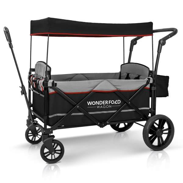 Wonderfold Wagon Baby Gear Black Wonderfold Wagon X2 Pull & Push Double Stroller Wagon (2 Seater)