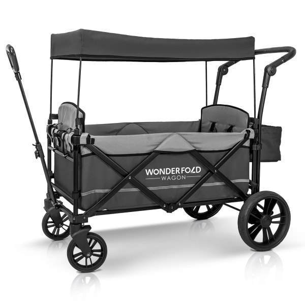 Wonderfold Wagon Baby Gear Gray Wonderfold Wagon X2 Pull & Push Double Stroller Wagon (2 Seater)