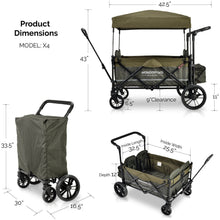 Load image into Gallery viewer, Wonderfold Wagon Baby Gear Woodland Green Wonderfold Wagon X4 Woodland Green Pull &amp; Push Double Stroller Wagon with Automatic Magnetic Seatbelt Buckles (4 Seater)