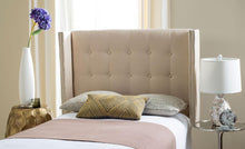 Load image into Gallery viewer, Safavieh Beds And Headboards Pewter Safavieh Keegan Kids Linen Bed And Velvet Headboard