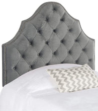 Load image into Gallery viewer, Safavieh Beds And Headboards Pewter Twin Safavieh Arebelle Velvet Headboard - Pewter/Taupe