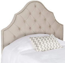 Load image into Gallery viewer, Safavieh Beds And Headboards Taupe Twin Safavieh Arebelle Velvet Headboard - Pewter/Taupe