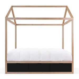 Nico and Yeye Beds And Headboards TWIN / MAPLE / BLACK Nico and Yeye Domo Zen Bed with Drawers