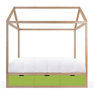 Nico and Yeye Beds And Headboards TWIN / MAPLE / GREEN Nico and Yeye Domo Zen Bed with Drawers