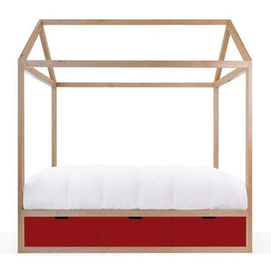 Nico and Yeye Beds And Headboards TWIN / MAPLE / RED Nico and Yeye Domo Zen Bed with Drawers