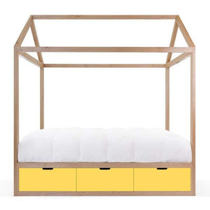 Nico and Yeye Beds And Headboards TWIN / MAPLE / YELLOW Nico and Yeye Domo Zen Bed with Drawers