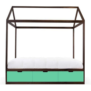 Nico and Yeye Beds And Headboards TWIN / WALNUT / MINT Nico and Yeye Domo Zen Bed with Drawers
