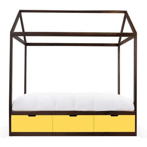 Nico and Yeye Beds And Headboards TWIN / WALNUT / YELLOW Nico and Yeye Domo Zen Bed with Drawers