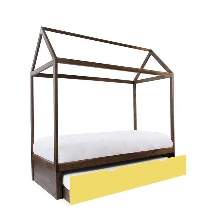 Nico and Yeye Beds And Headboards TWIN / WALNUT / YELLOW Nico and Yeye Domo Zen Bed with Trundle