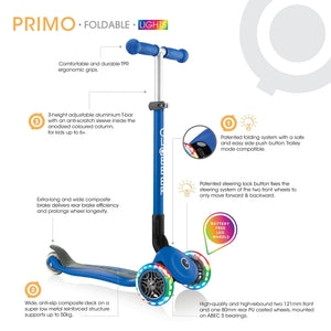 Globber Bicycles, Tricycles, and Scooters Globber Primo Foldable Lights Scooter