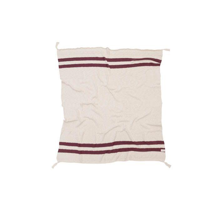 Lorena Canals Blankets Lorena Canals Washable Knitted Blanket Stripes Natural-Burgundy