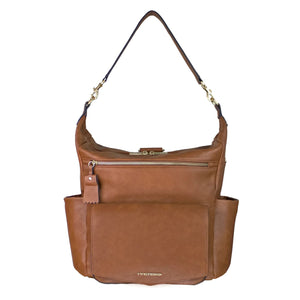 TWELVElittle Diaper Bags and Inserts Peek-a-Boo Convertible Hobo Backpack in Toffee